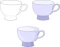 Simple purple blue cup mug vector illustration. Coloring paper,