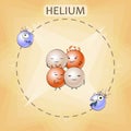 Cartoon helium atom, vector illustration Royalty Free Stock Photo