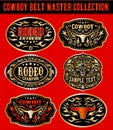 Western Style Cowboy Belt Buckle Label Master Collection Set. Royalty Free Stock Photo