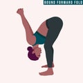 Young woman practicing Bound Forward Fold / Marichyasana Yoga pose. Woman workout fitness, aerobic and exercises. Vector Illustrat