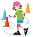 Girl skates on roller skates Royalty Free Stock Photo