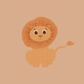 Colourful cute lion, cub in scandinavian style, flat design, kawaii animal for babyshower