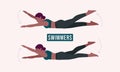 Swimmers exercise, Woman workout fitness, aerobic and exercises. Vector Illustration.