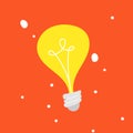 Vector illustration of a yellow light bulb. Lamp. Idea. Lighting. Brainstorm. Innovation Electricity. Flat.