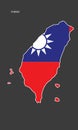 Taiwan sticker flag map with white outline
