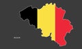 Belgium flag map with white outline on dark grey background Royalty Free Stock Photo