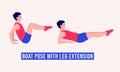 Boat pose with leg extension exercise, Men workout fitness,