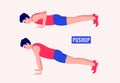 Pushup exercise, Men workout fitness.