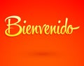 Bienvenido, Welcome Spanish text Hand lettering vector illustration. Royalty Free Stock Photo