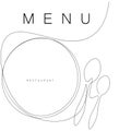 Menu restaurant. Plate and spoons. Vector