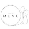 Menu restaurant. Plate and spoons. Vector