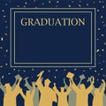 Graduated at university, college. Cheerful people silhouette vector.