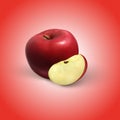 Realistic Fruit of red apple isolated on background. Royalty Free Stock Photo