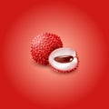 Realistic Fruit of Lychee isolated on background.Vector illustration