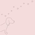 Valentines day heart love background with beagle, vector