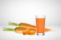 Realistic vegetable healthy carrot juice in glass isolated on white background.Vector illustration.