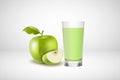 Realistic fruit healthy green apple juice in glass isolated on white background.Vector illustration. Royalty Free Stock Photo