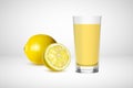 Realistic vegetable healthy lemon juice in glass isolated on white background.Vector illustration.