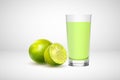 Realistic vegetable healthy lime juice in glass isolated on white background.Vector illustration.