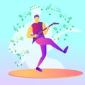 illustration vector guitarist stage action