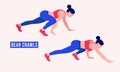 Bear Crawls exercise, Woman workout fitness, aerobic and exercises. Vector Illustration.