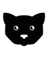 Cute black cat silhouette - stock illustration for logo or pictogram. Cat`s face - for a sign or icon. Silhouette black cat head. Royalty Free Stock Photo