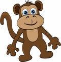 Cute monkey dancing cartoon icon. Vector illustration drawing of monkey outlined