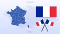 National map of France, Vector flag of France, France map, illustration flag size vector of France, map vector, Red, Black, Yellow Royalty Free Stock Photo