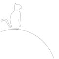 Cat play with toy ball. Continuous line Royalty Free Stock Photo