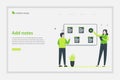 Illustration vector Add notes concept landing page