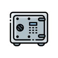 Filled line style icon of safe box. vector for website Royalty Free Stock Photo