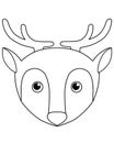 Deer - vector cartoon linear picture for coloring. Deer head - cute picture, smile. Outline.