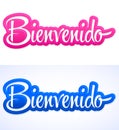 Bienvenido, Welcome Spanish text Hand lettering vector illustration. Royalty Free Stock Photo