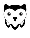 Cute Owl - vector black and white illustration. Owl head - cute picture, baby, smile. Owl for logo or sign