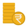 Rupee coins - Flat color image.