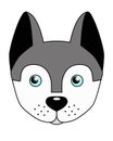 Gray husky puppy - vector full color illustration. Dog`s Head - cute picture, childish, smile. Husky dog.