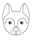 Husky puppy muzzle - vector linear illustration for coloring. Dog`s head - cute picture, for children, for coloring book. Husky do