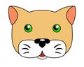 Ginger cat - vector full color illustration. Kitten head - cute picture, baby, smile. Red cat