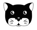 Cute Cat - vector black and white illustration. Cat head - cute picture, baby, smile. Cat for logo or sign