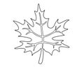 Maple leaf - vector linear illustration for coloring. Maple leaf and two acorns - element for coloring book. Outline Royalty Free Stock Photo