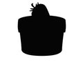 Cake with strawberries - black silhouette - stock illustration for pictogram or logo. Cupcake silhouette - sign or icon.