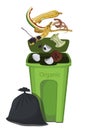 Illustration of organic trash drops in the trash. Royalty Free Stock Photo