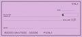Blank bank check book page with light pink security background