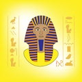 Icon of the pharaoh in egypt. Background from ancient hieroglyphs and symbols. Antique signs of biblical times. Illustration for O