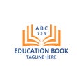 Education book logo icon design, book with word A,B,C and number 1,2,3 logo. Royalty Free Stock Photo