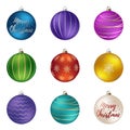 Set of realistic Christmas balls. Royalty Free Stock Photo