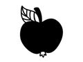 Apple with leaf and handle - black vector silhouette for pictogram or logo. Apple - sign or icon. Royalty Free Stock Photo