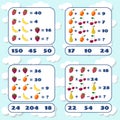 Set of mathematical games. Mathematics educational game for children.