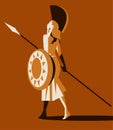 Greek orange and black amphora drawing of athena