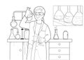 Coloring pages. Laboratory assistant in a chemical laboratory